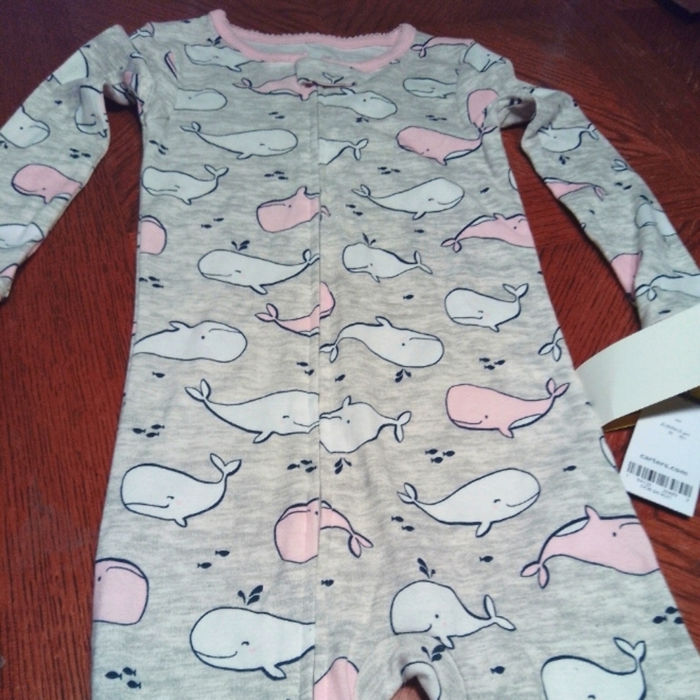Carter's NWT Girls 3T 1 piece whales print pajamas